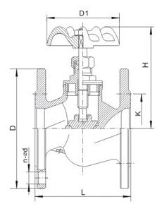 J41W法兰铜截止阀结构图 J41W法兰铜截止阀结构图